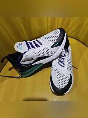 Nike Men’s White Black Teal Purple Lifestyle Sneakers-these shoes run small